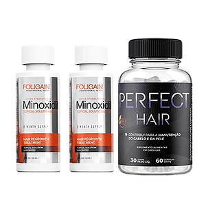 2 Frascos de minoxidil kirkland + perfect hair alta resolução