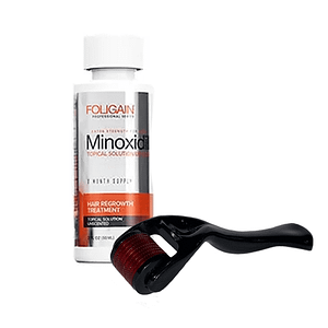 Frasco de minoxidilfoligain + dermaroller alta resolução