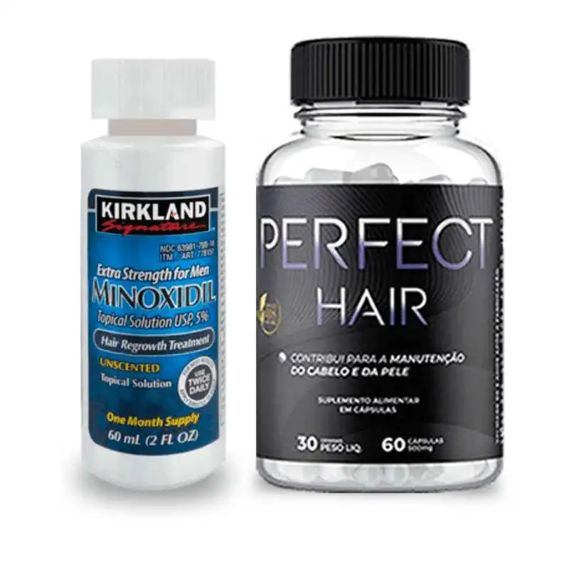 Frasco de minoxidil kirkland +Perfect hair alta resolução